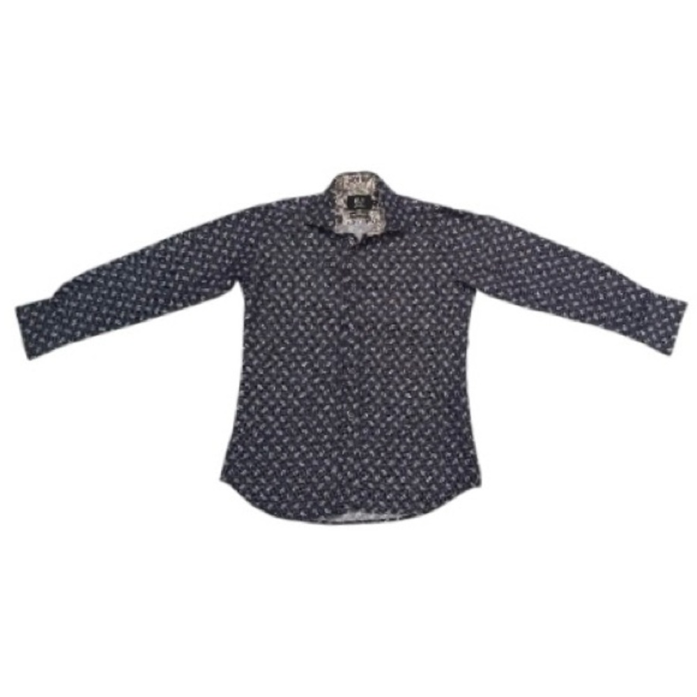 Ellie Balleh Milano Navy Patterned Button Down Long Sleeve Big Boy’s Shirt 12
